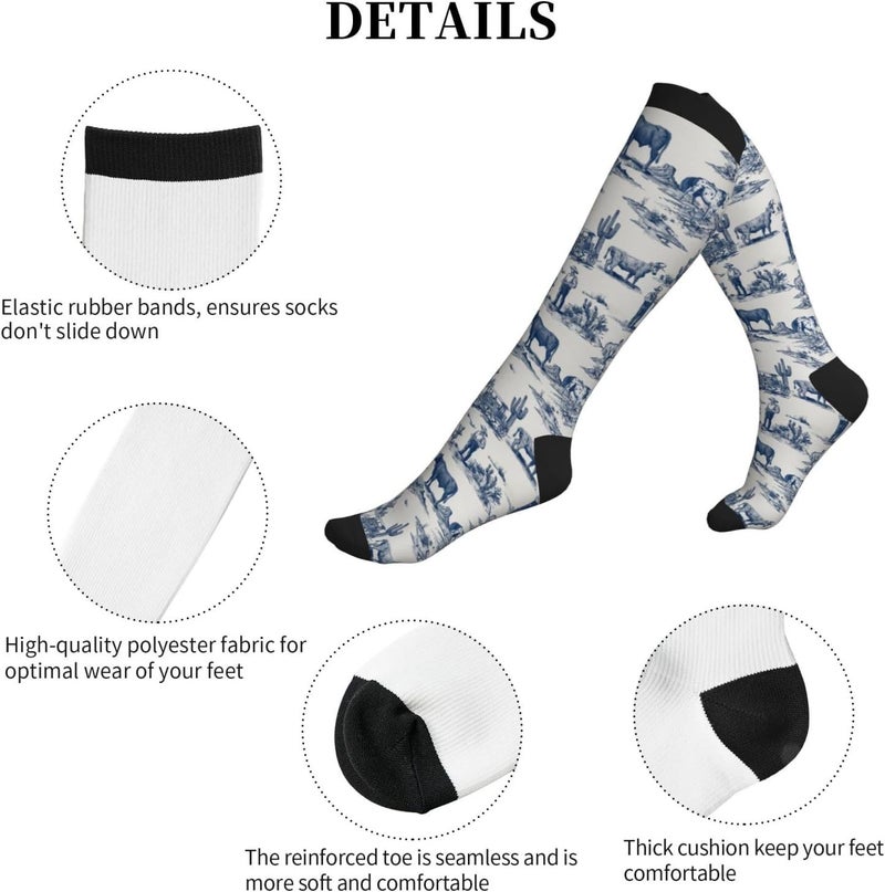 thmnj Compression Socks Knee High Support Socks for Women Men Circulation Stockings for Athletic Running Cycling Flying - Image 3